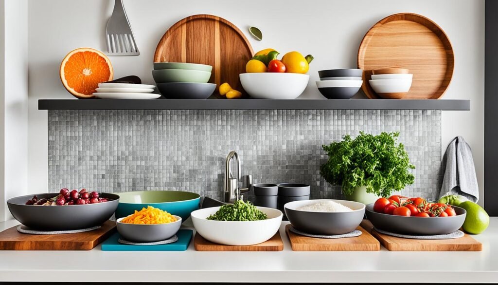 cutting boards and mixing bowls